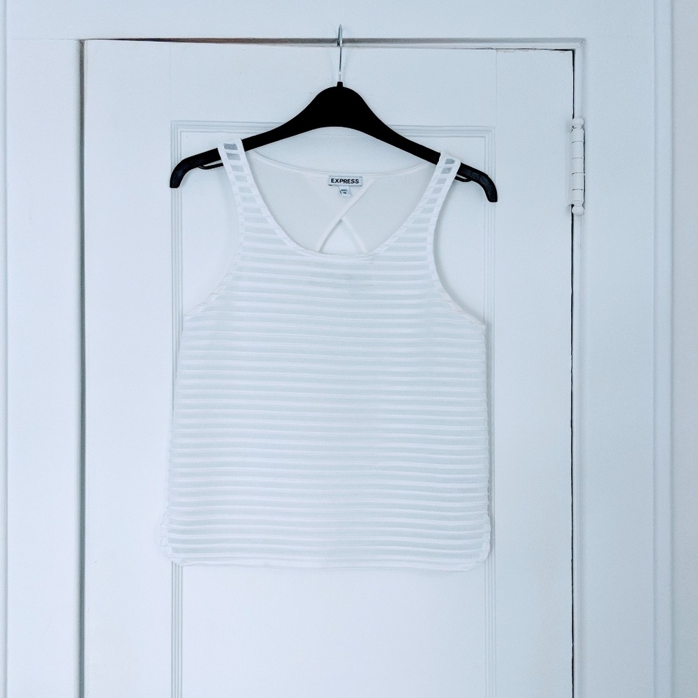 Express Sheer Striped Detail Top